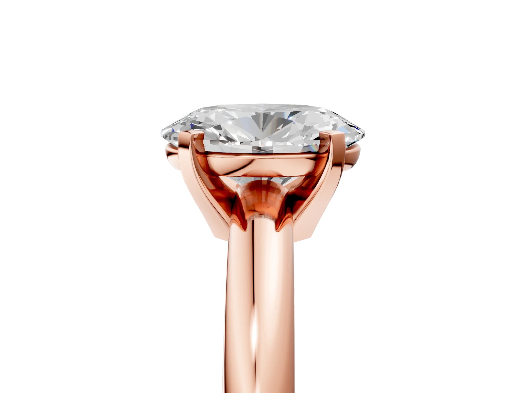Oval Cut Diamond Solitaire Ring in Rose gold with Prong Setting and Rounded Band_23