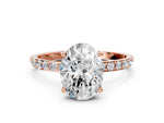 Oval Cut Diamond Solitaire Ring in Rose gold with Round Pavé Band_24