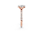 Oval Cut Diamond Solitaire Ring in Rose gold with Round Pavé Band_26