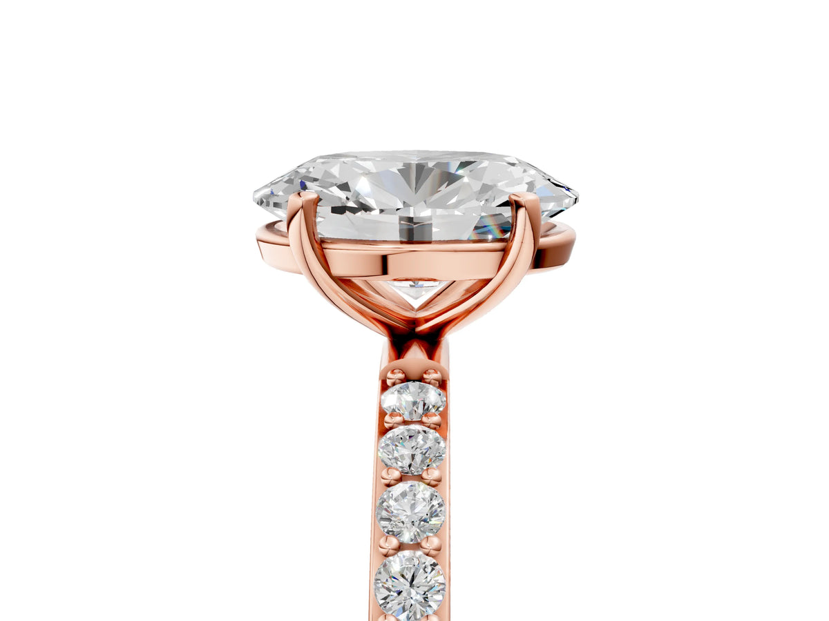 Oval Cut Diamond Solitaire Ring in Rose gold with Round Pavé Band_29