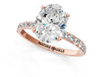 Oval Cut Diamond Solitaire Ring in Rose gold with Round Shared Prong Pavé Band_19
