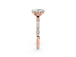 Oval Cut Diamond Solitaire Ring in Rose gold with Round Shared Prong Pavé Band_20