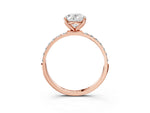 Oval Cut Diamond Solitaire Ring in Rose gold with Round Shared Prong Pavé Band_21