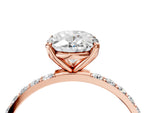 Oval Cut Diamond Solitaire Ring in Rose gold with Round Shared Prong Pavé Band_22