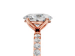 Oval Cut Diamond Solitaire Ring in Rose gold with Round Shared Prong Pavé Band_23