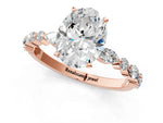 Oval Cut Diamond Solitaire Ring in Rose gold with Shared Prong Marquise and Round Side Stones_13
