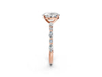Oval Cut Diamond Solitaire Ring in Rose gold with Shared Prong Marquise and Round Side Stones_14