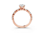 Oval Cut Diamond Solitaire Ring in Rose gold with Shared Prong Marquise and Round Side Stones_15