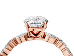 Oval Cut Diamond Solitaire Ring in Rose gold with Shared Prong Marquise and Round Side Stones_16