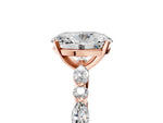 Oval Cut Diamond Solitaire Ring in Rose gold with Shared Prong Marquise and Round Side Stones_17