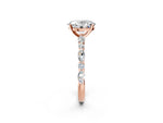 Oval Cut Diamond Solitaire Ring in Rose gold with Shared Prong Marquise and Round Side Stones_38