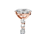 Oval Cut Diamond Solitaire Ring in Rose gold with Shared Prong Marquise and Round Side Stones_41
