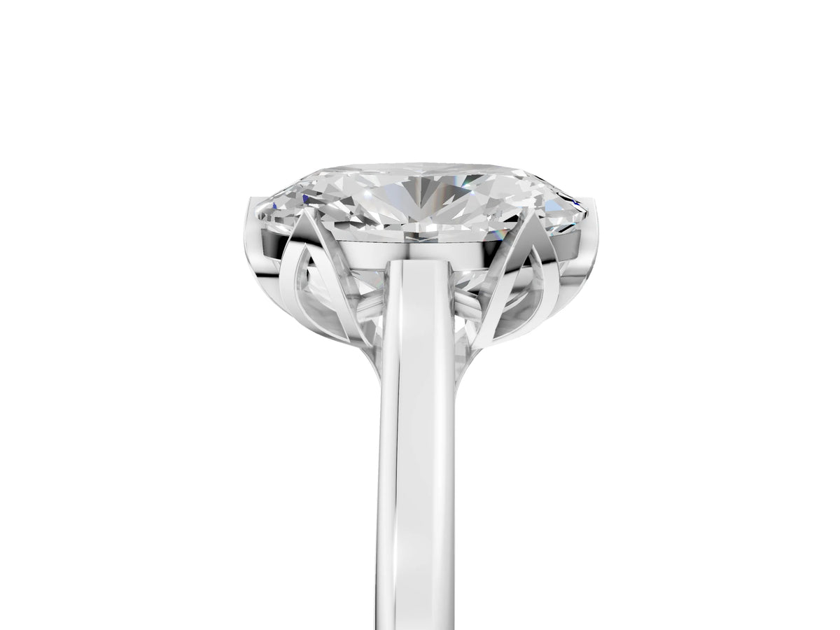 Oval Cut Diamond Solitaire Ring in White gold with Flower Prong Setting_11