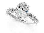 Oval Cut Diamond Solitaire Ring in White gold with Pear and Round Cluster Band_13