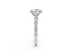 Oval Cut Diamond Solitaire Ring in White gold with Pear and Round Cluster Band_14