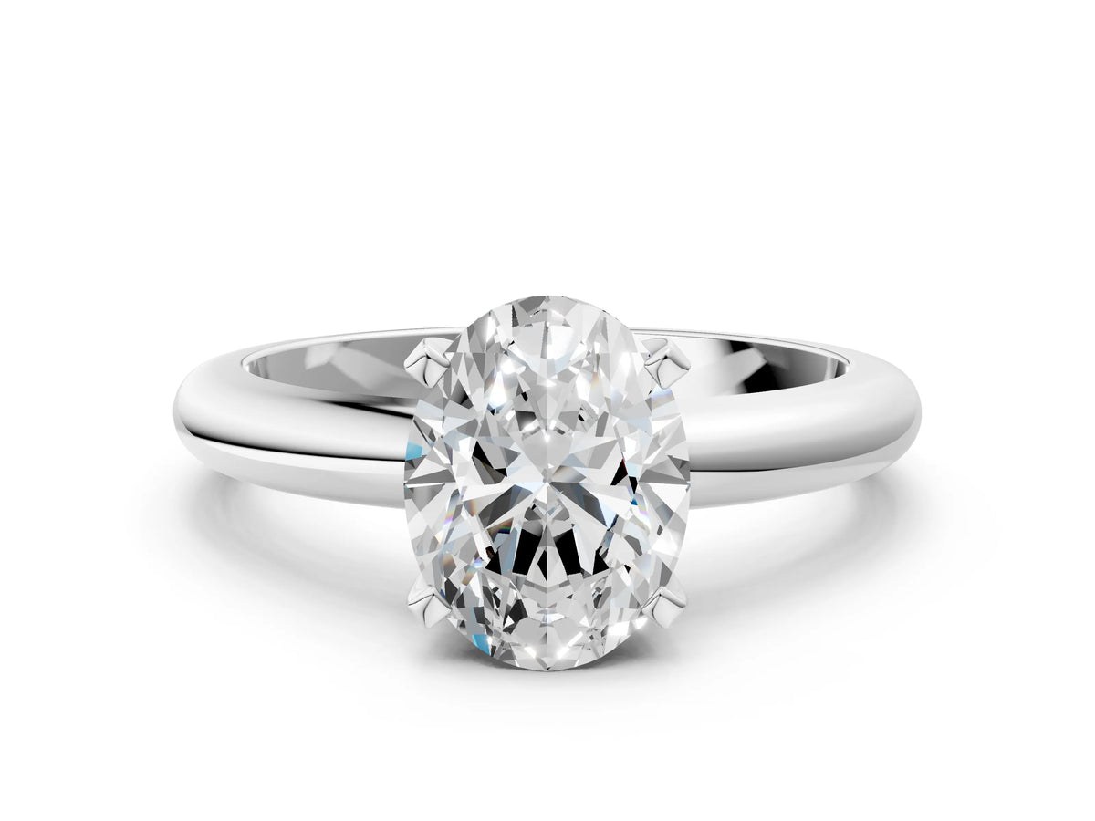 Oval Cut Diamond Solitaire Ring in White gold with Prong Setting and Rounded Band_18