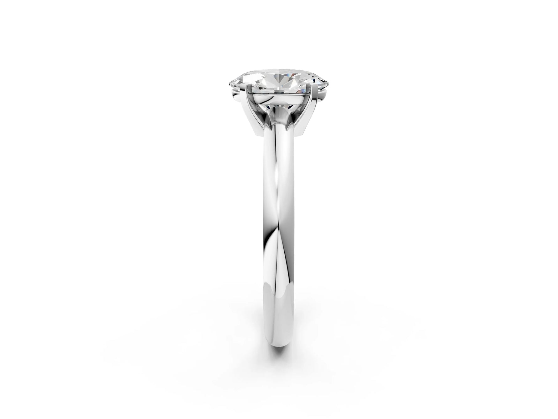 Oval Cut Diamond Solitaire Ring in White gold with Prong Setting and Rounded Band_20