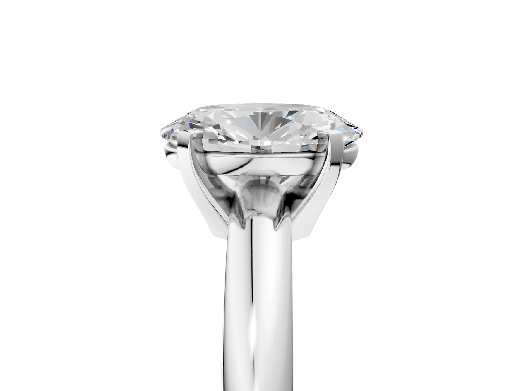 Oval Cut Diamond Solitaire Ring in White gold with Prong Setting and Rounded Band_23