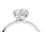 Oval Cut Diamond Solitaire Ring in White gold with Round Pavé Band_28