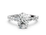 Oval Cut Diamond Solitaire Ring in White gold with Shared Prong Marquise and Round Side Stones_12