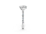 Oval Cut Diamond Solitaire Ring in White gold with Shared Prong Marquise and Round Side Stones_14