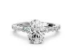 Oval Cut Diamond Solitaire Ring in White gold with Shared Prong Marquise and Round Side Stones_36