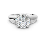 Oval Cut Diamond Solitaire Ring in White gold with Smooth Wide Band and Prong Setting_30