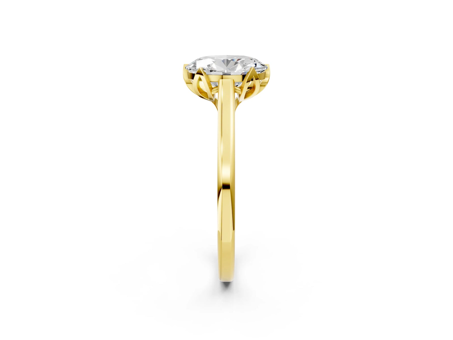 Oval Cut Diamond Solitaire Ring in Yellow gold with Flower Prong Setting_20