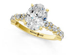 Oval Cut Diamond Solitaire Ring in Yellow gold with Pear and Round Cluster Band_13