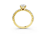 Oval Cut Diamond Solitaire Ring in Yellow gold with Pear and Round Cluster Band_15