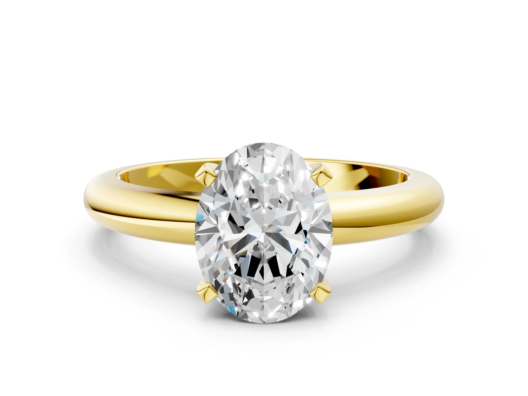 Oval Cut Diamond Solitaire Ring in Yellow gold with Prong Setting and Rounded Band_18