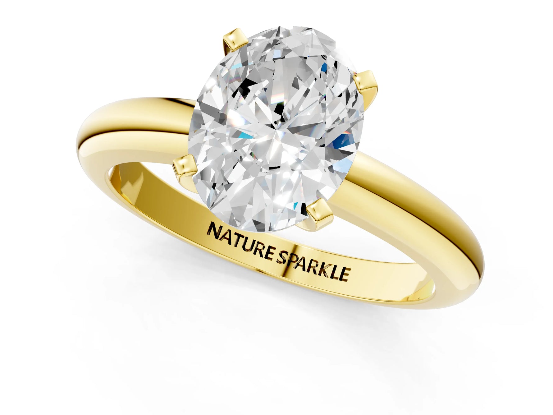 Oval Cut Diamond Solitaire Ring in Yellow gold with Prong Setting and Rounded Band_19