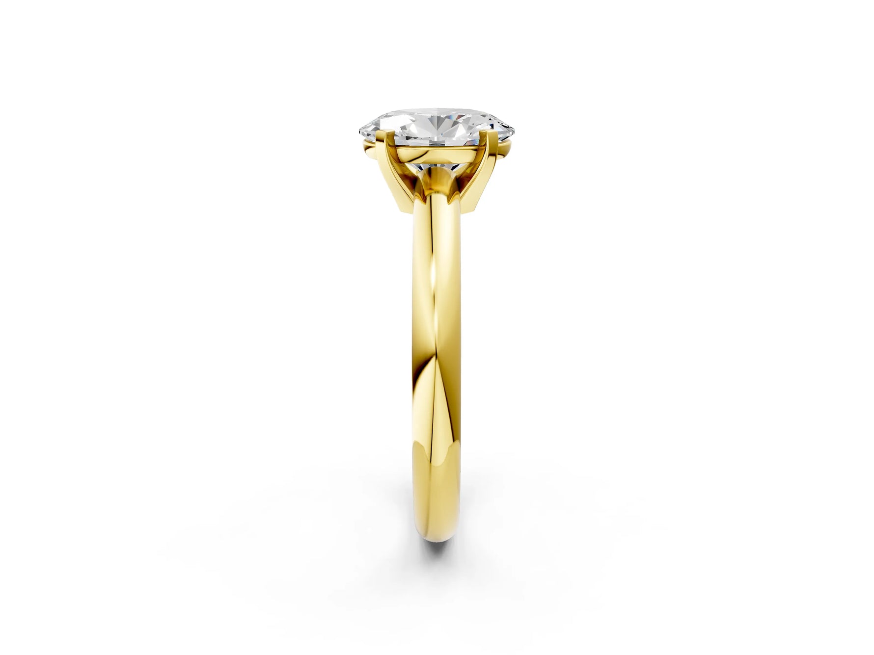 Oval Cut Diamond Solitaire Ring in Yellow gold with Prong Setting and Rounded Band_20