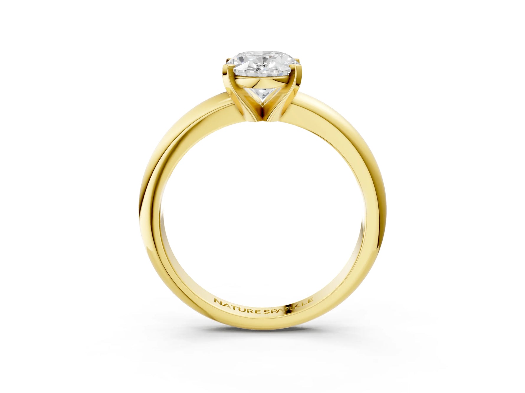 Oval Cut Diamond Solitaire Ring in Yellow gold with Prong Setting and Rounded Band_21