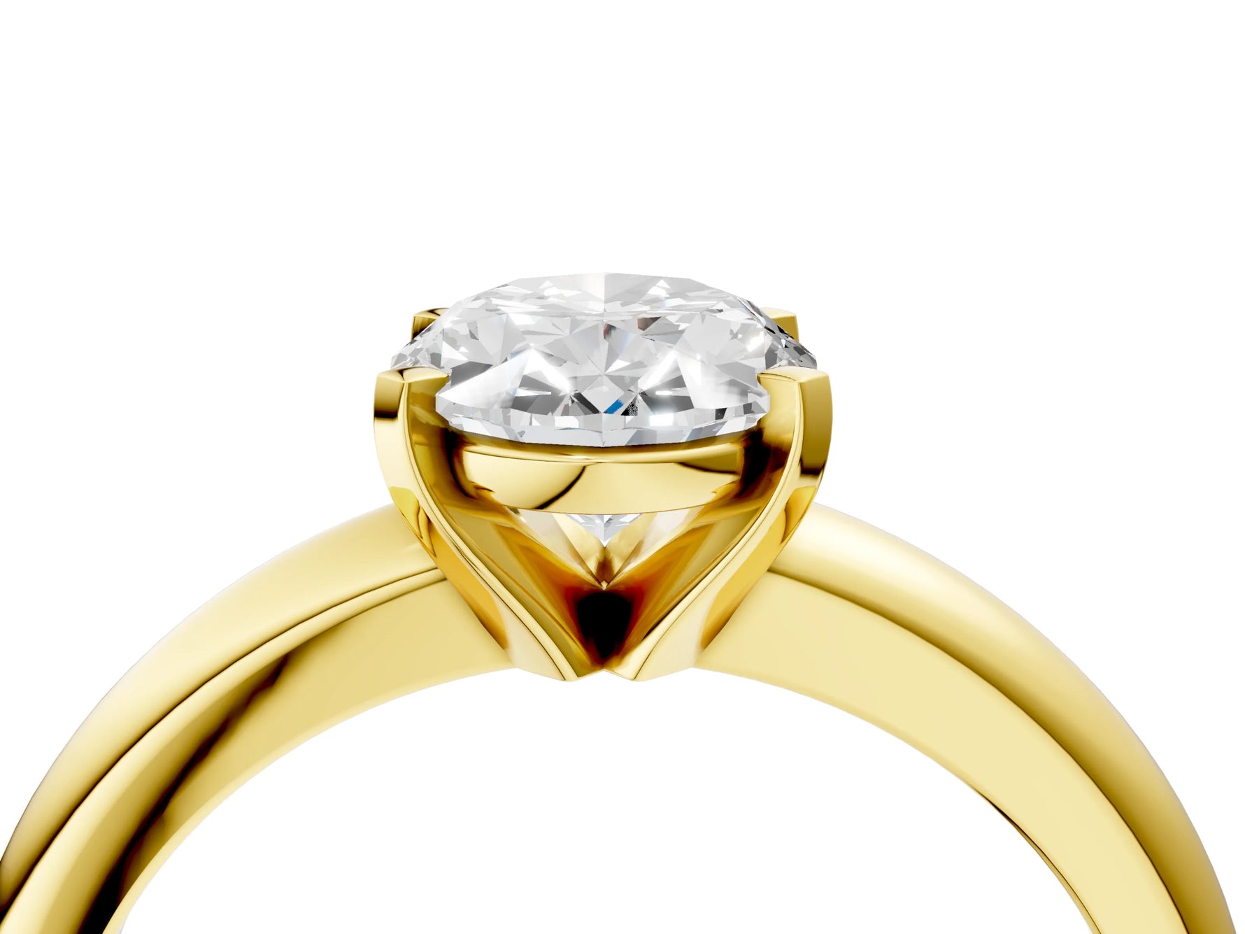 Oval Cut Diamond Solitaire Ring in Yellow gold with Prong Setting and Rounded Band_22
