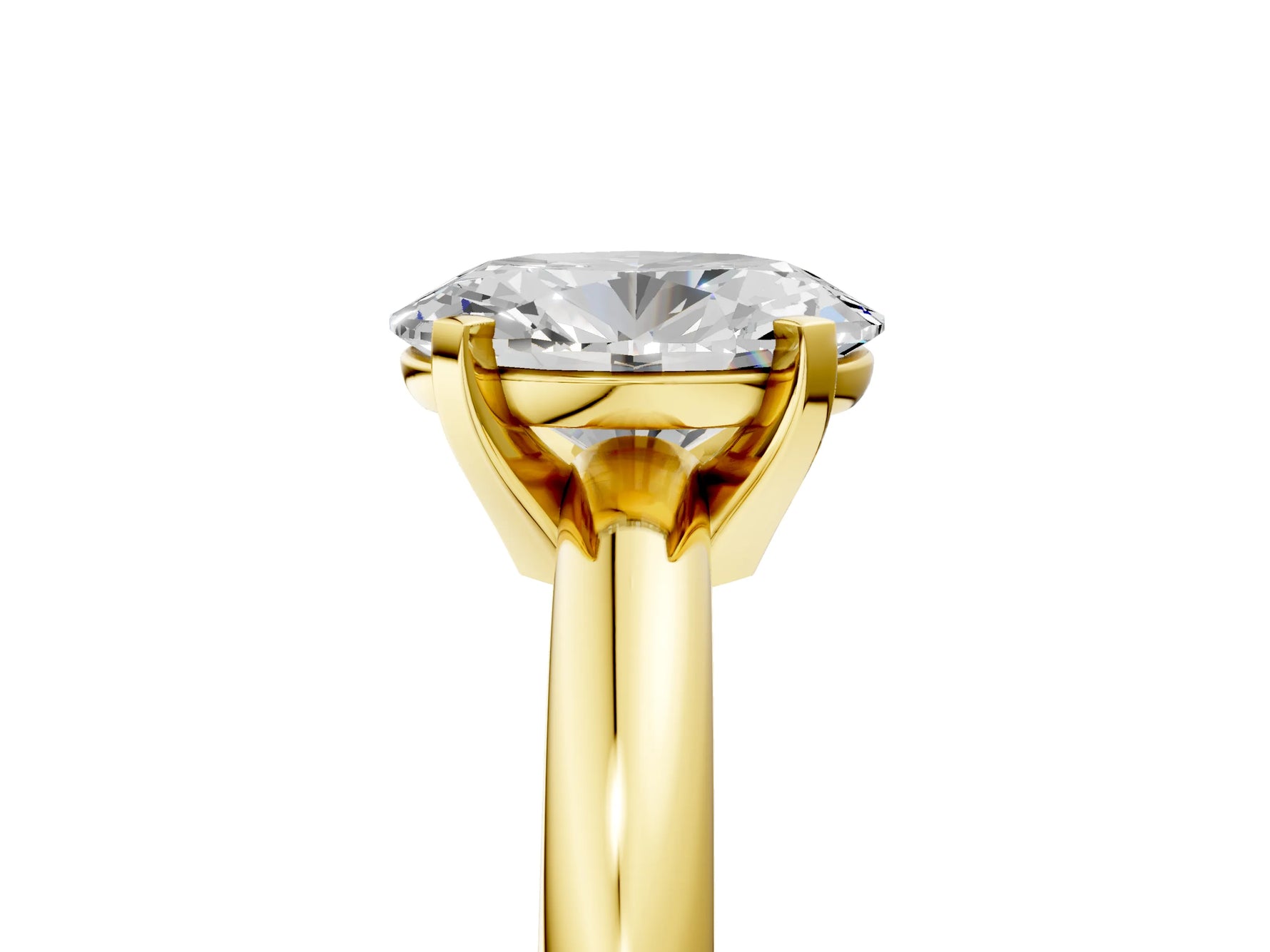 Oval Cut Diamond Solitaire Ring in Yellow gold with Prong Setting and Rounded Band_23