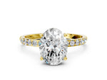 Oval Cut Diamond Solitaire Ring in Yellow gold with Round Pavé Band_24