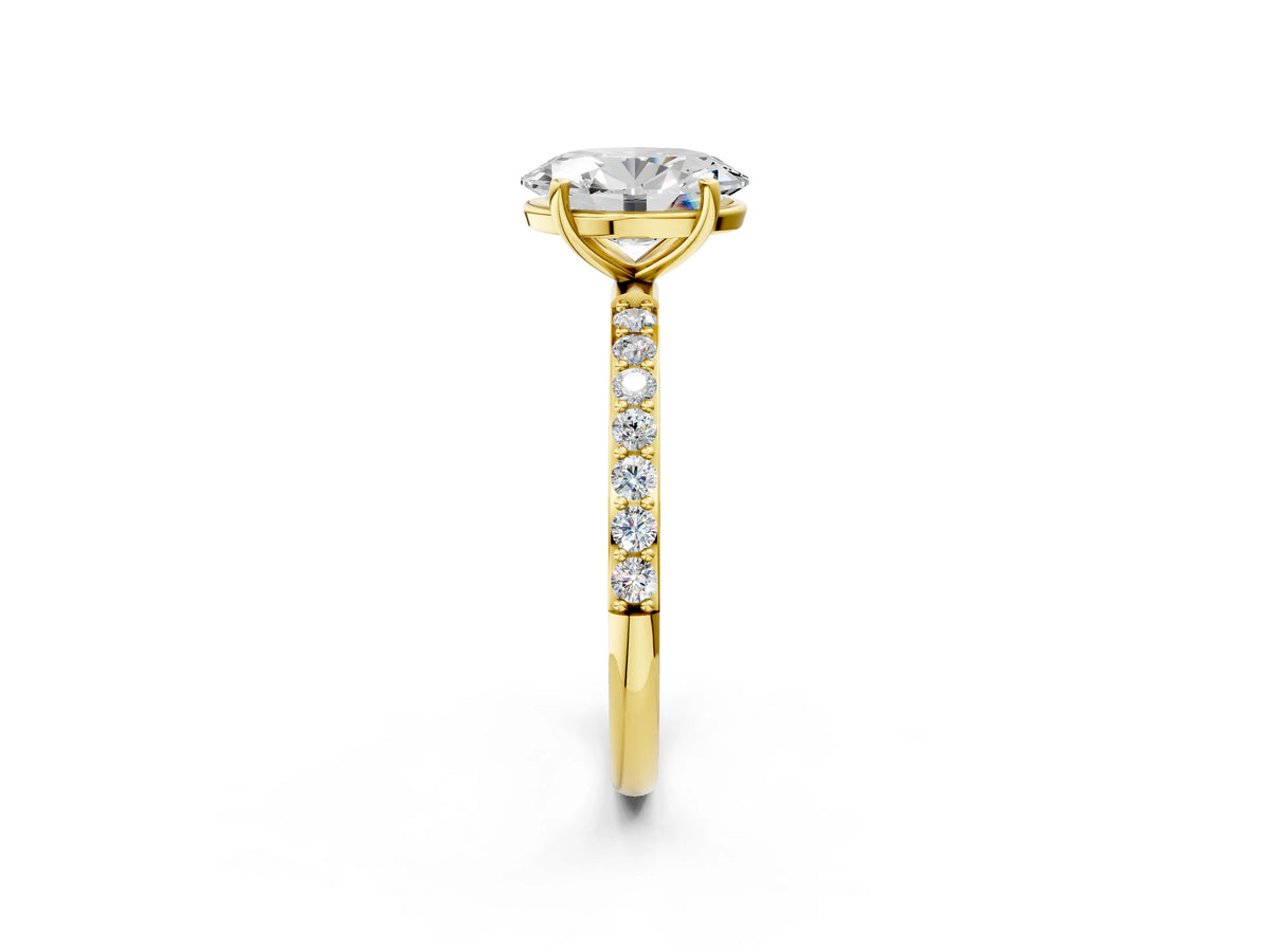 Oval Cut Diamond Solitaire Ring in Yellow gold with Round Pavé Band_26