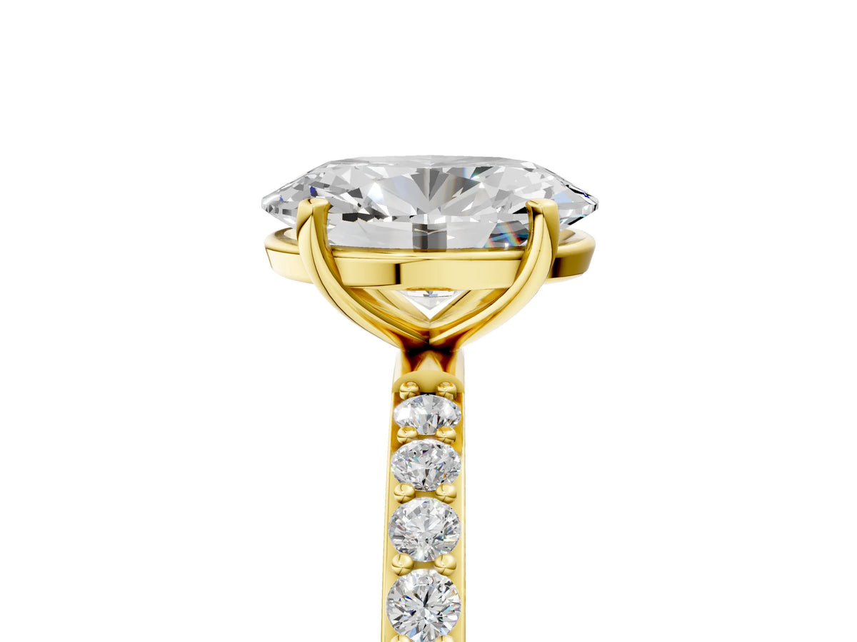 Oval Cut Diamond Solitaire Ring in Yellow gold with Round Pavé Band_29