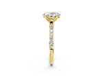 Oval Cut Diamond Solitaire Ring in Yellow gold with Round Shared Prong Pavé Band_20