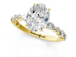 Oval Cut Diamond Solitaire Ring in Yellow gold with Shared Prong Marquise and Round Side Stones_13