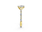 Oval Cut Diamond Solitaire Ring in Yellow gold with Shared Prong Marquise and Round Side Stones_14