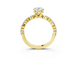 Oval Cut Diamond Solitaire Ring in Yellow gold with Shared Prong Marquise and Round Side Stones_15