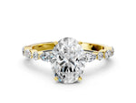 Oval Cut Diamond Solitaire Ring in Yellow gold with Shared Prong Marquise and Round Side Stones_36