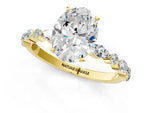 Oval Cut Diamond Solitaire Ring in Yellow gold with Shared Prong Marquise and Round Side Stones_37