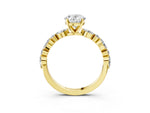 Oval Cut Diamond Solitaire Ring in Yellow gold with Shared Prong Marquise and Round Side Stones_39