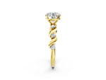 Oval Cut Diamond Solitaire Ring in Yellow gold with Twisted Ribbon Band and Round Accents_2