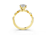 Oval Cut Diamond Solitaire Ring in Yellow gold with Twisted Ribbon Band and Round Accents_3
