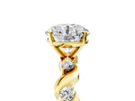 Oval Cut Diamond Solitaire Ring in Yellow gold with Twisted Ribbon Band and Round Accents_5