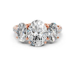 Oval Cut Diamond Trellis Three-Stone Engagement Ring in Rose gold with Round Side Stones_18
